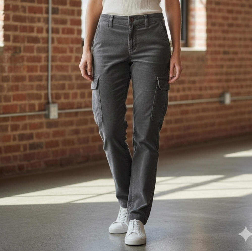 Vince Corduroy Cargo Pants Grey Size 8 EUC